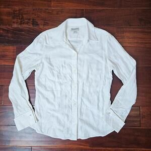 Banana Republic White Cotton Mini Gingham French Cuff Button Down Women's Large